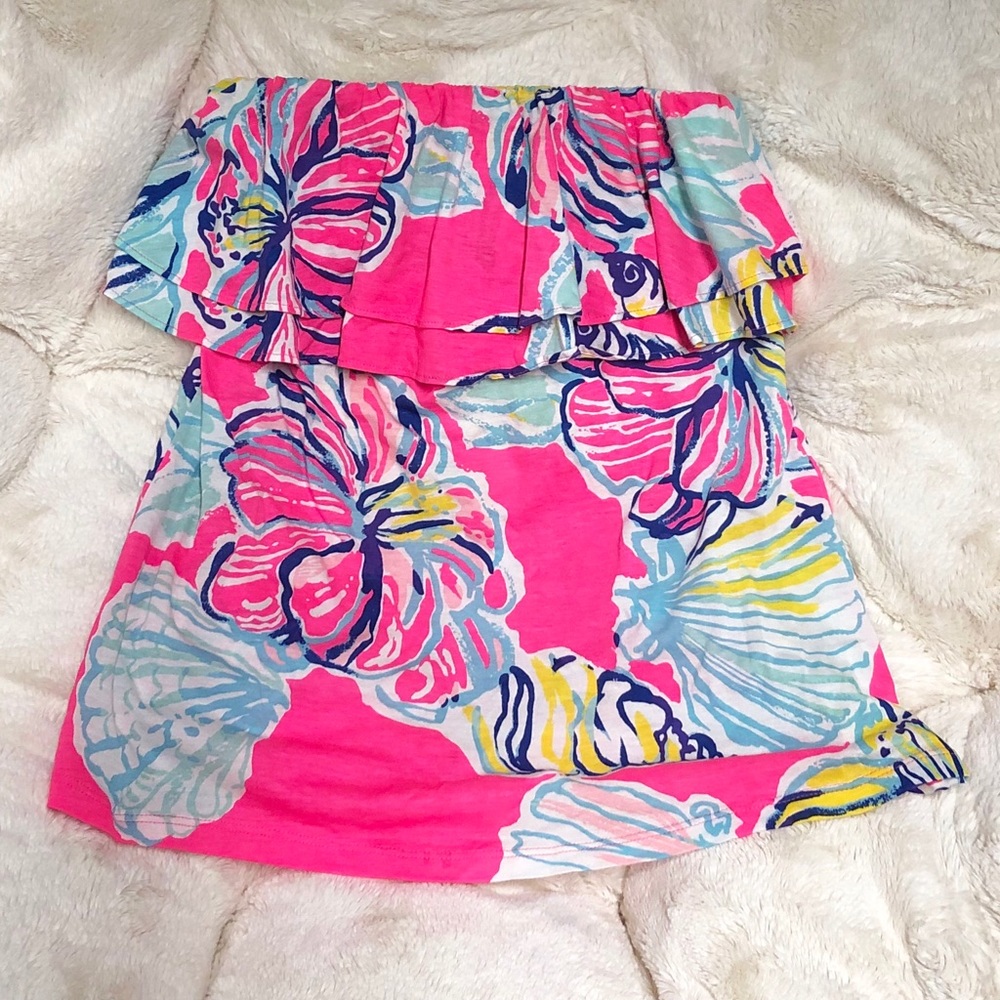 Lilly Pulitzer strapless flounce tube top